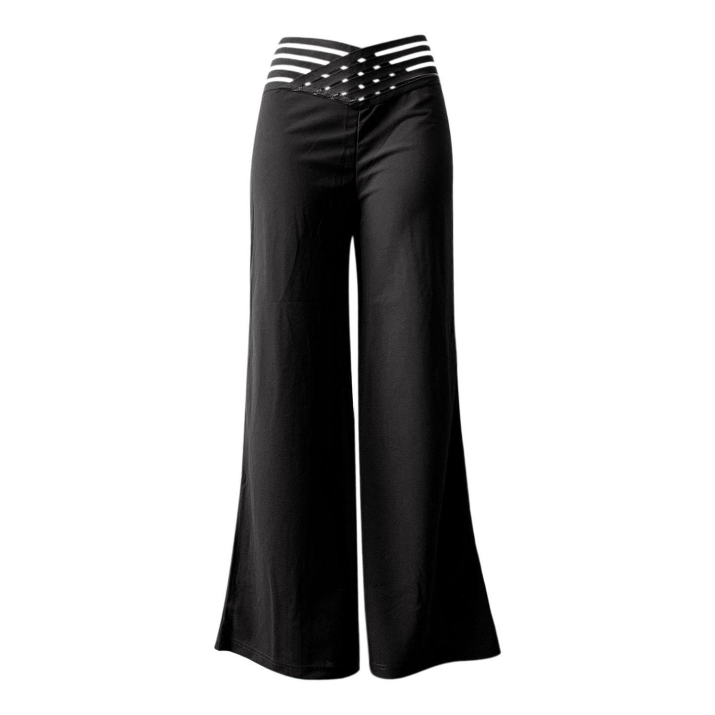 Pantalon ample droit taille haute décontracté avec ceinture pour femme