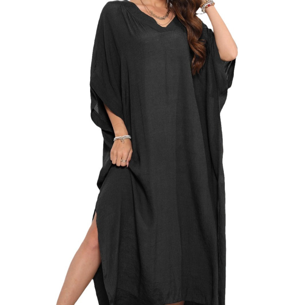 Robe de plage ample décontractée pour femmes, robes fendues