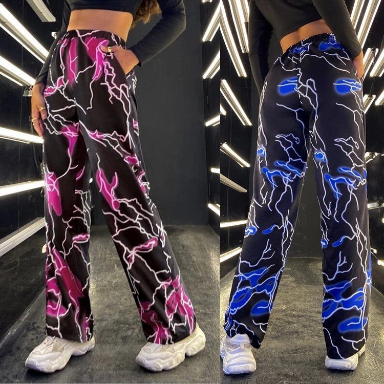 Women's Summer Sport Printed Casual Dance Straight Pants