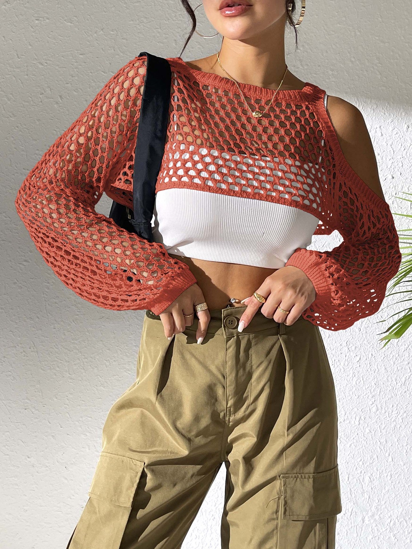 Women's Cropped Sexy Navel Woven Casual Fashionable Sweaters