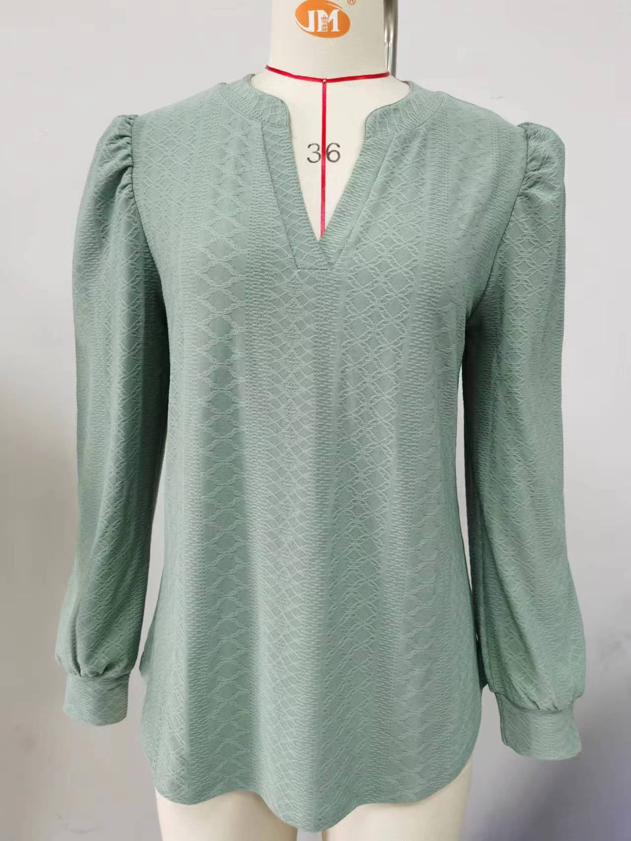 Women's Solid Color And Jacquard Long Sleeve Blouses