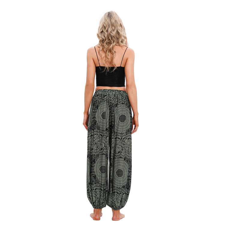 Graceful Bohemian Plus-sized Yoga Neutral Bloomers Pants