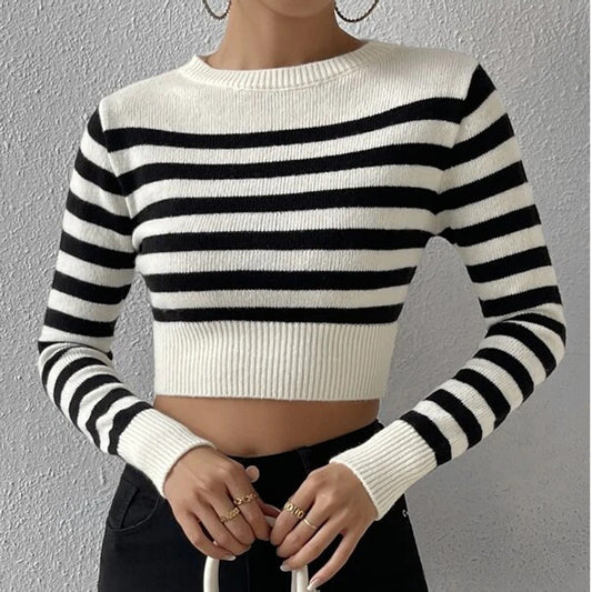 Women's Spring Striped Style Inner Wear Outer Knitwear