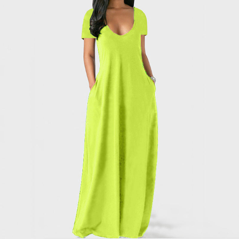 Robe d'été de couleur unie pour femmes, robes profondes sexy