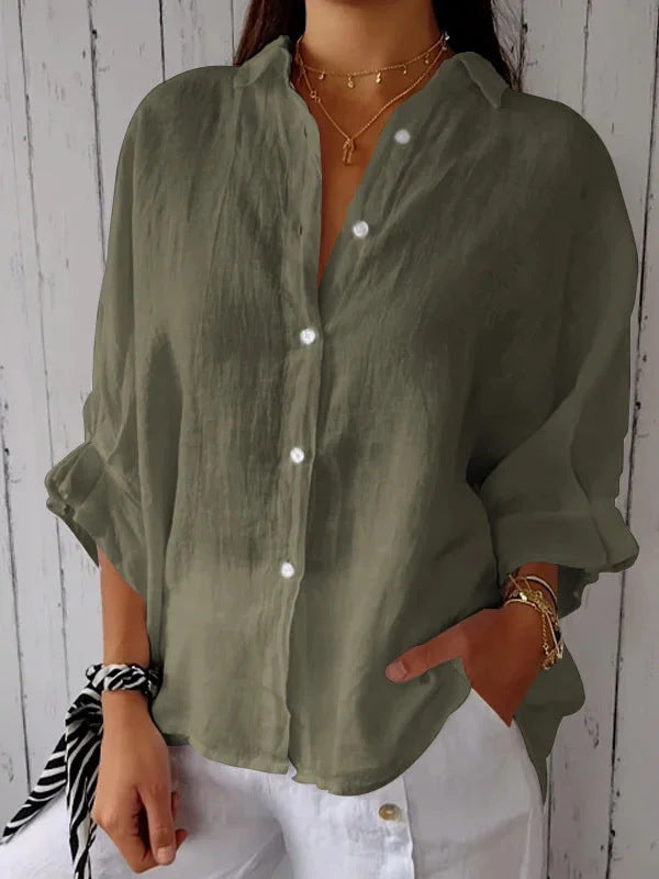 Women's Linen Breathable Back Design Shirt Thin Transparent Blouses