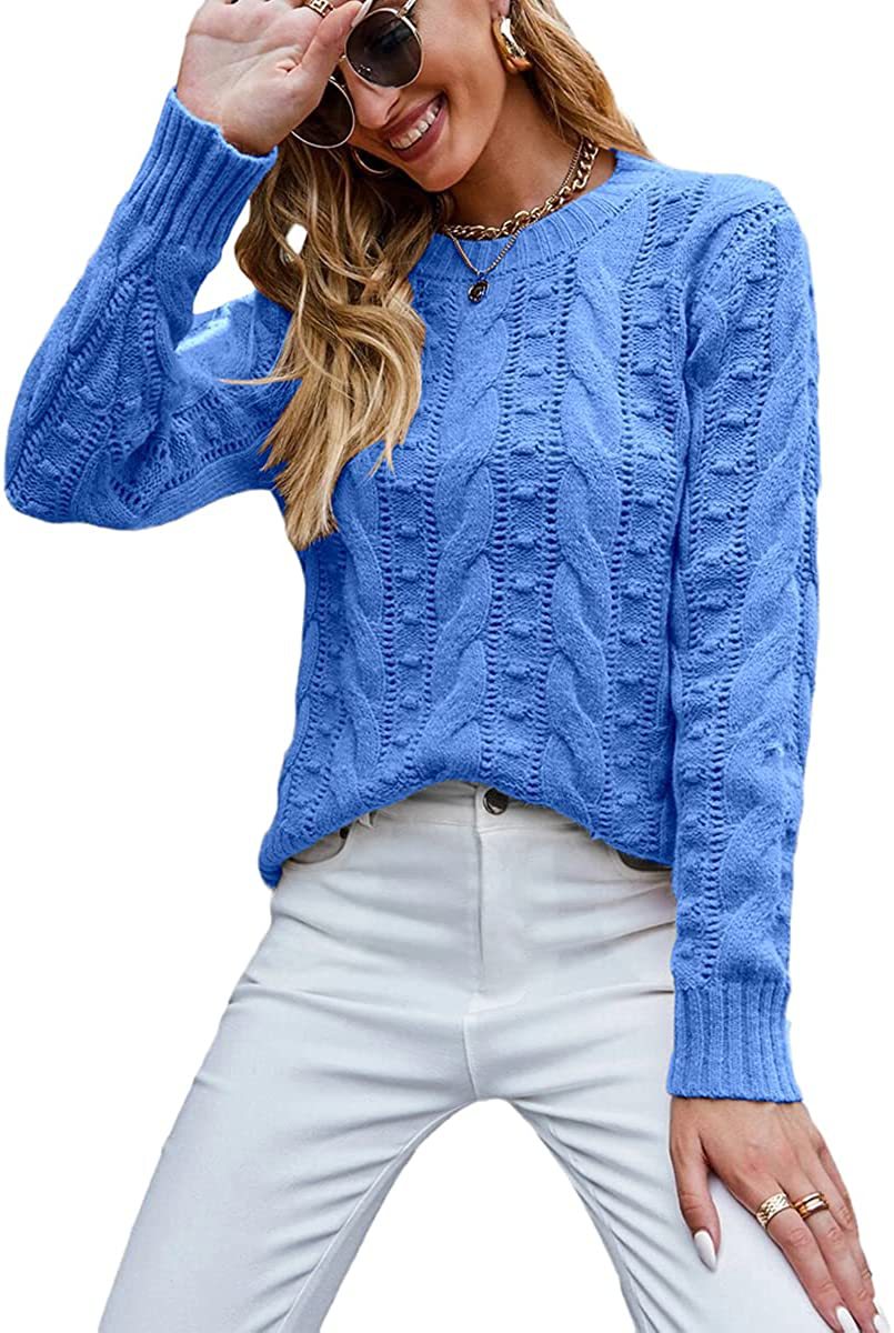 Beautiful Women's Long Sleeve Cable-knit Pullover Sweaters