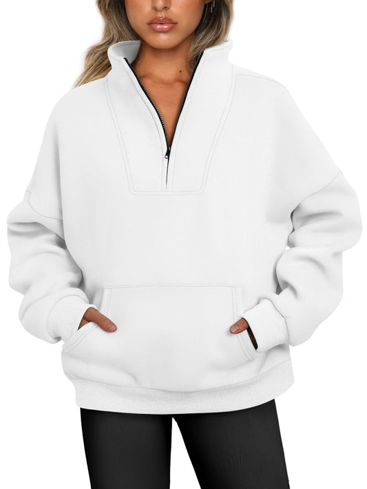 Women's Collar Solid Color Hoodie Pocket Zipper Tops