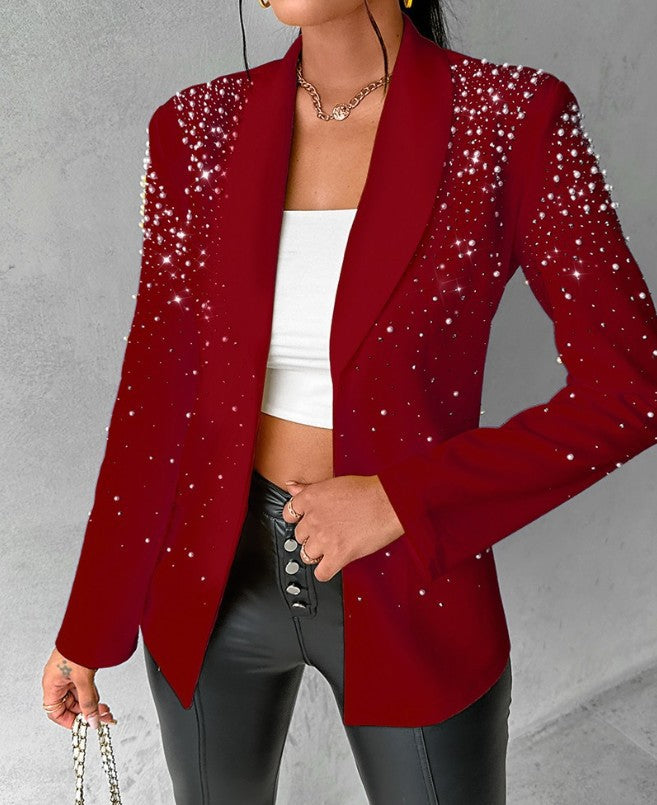 Damenmode Casual Bubble Perlen Kleine Blazer