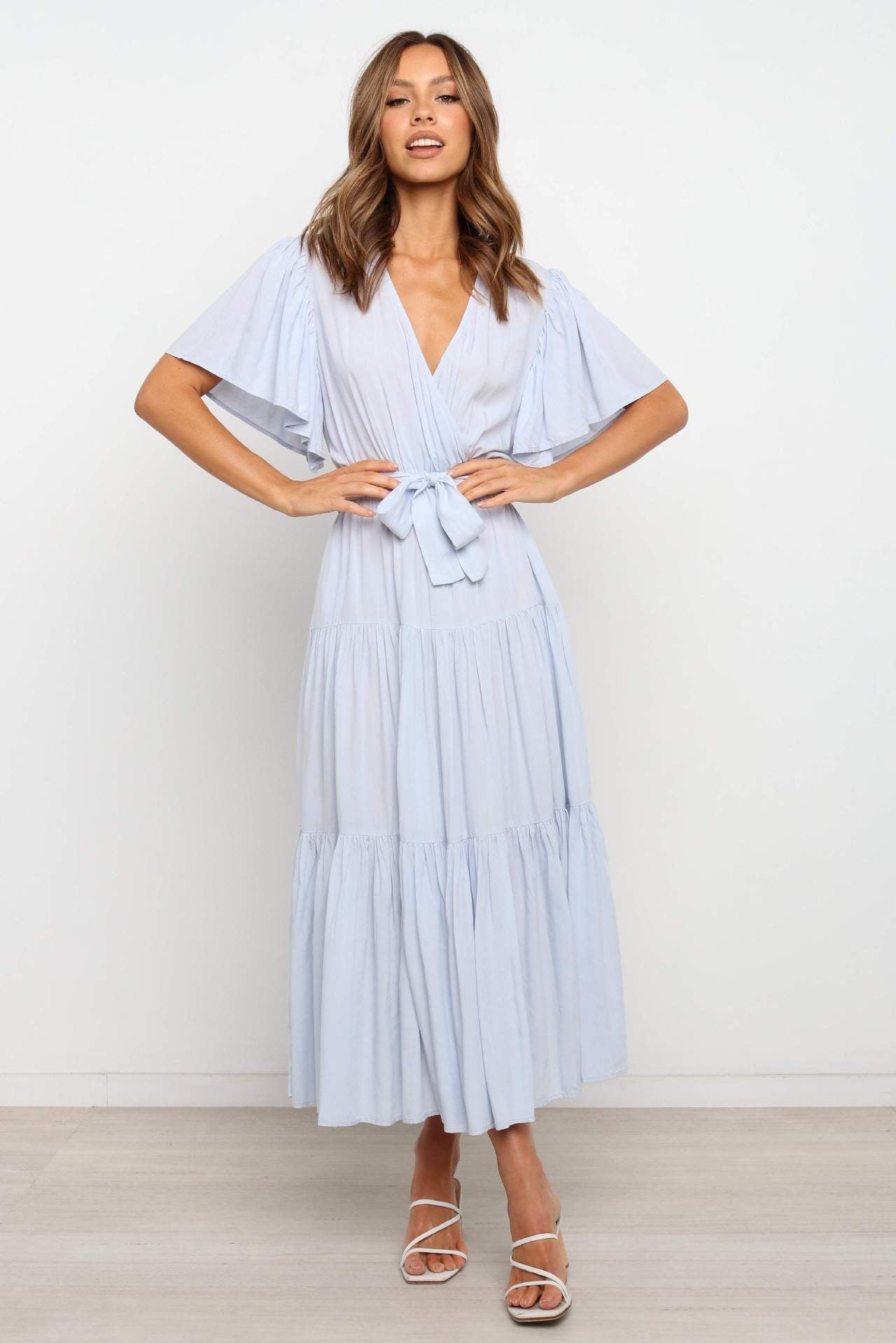 Robe longue à manches imprimées pour femmes, robes bohèmes