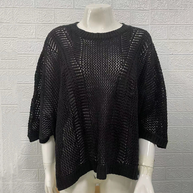 Sexy Vacation Loose Mesh Knitted Hollow Blouses