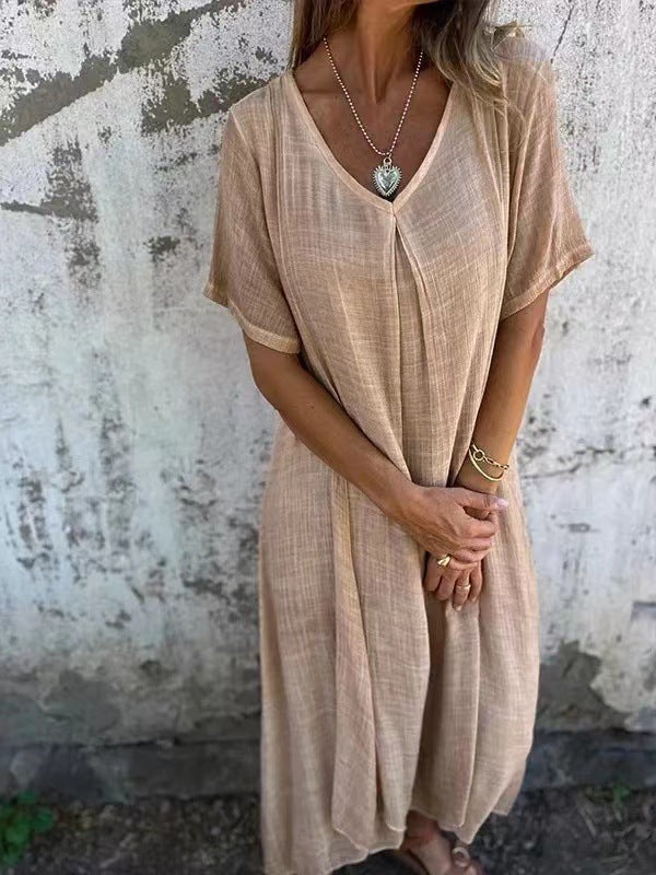 Casual Loose Dress Sleeve Solid Color Dresses