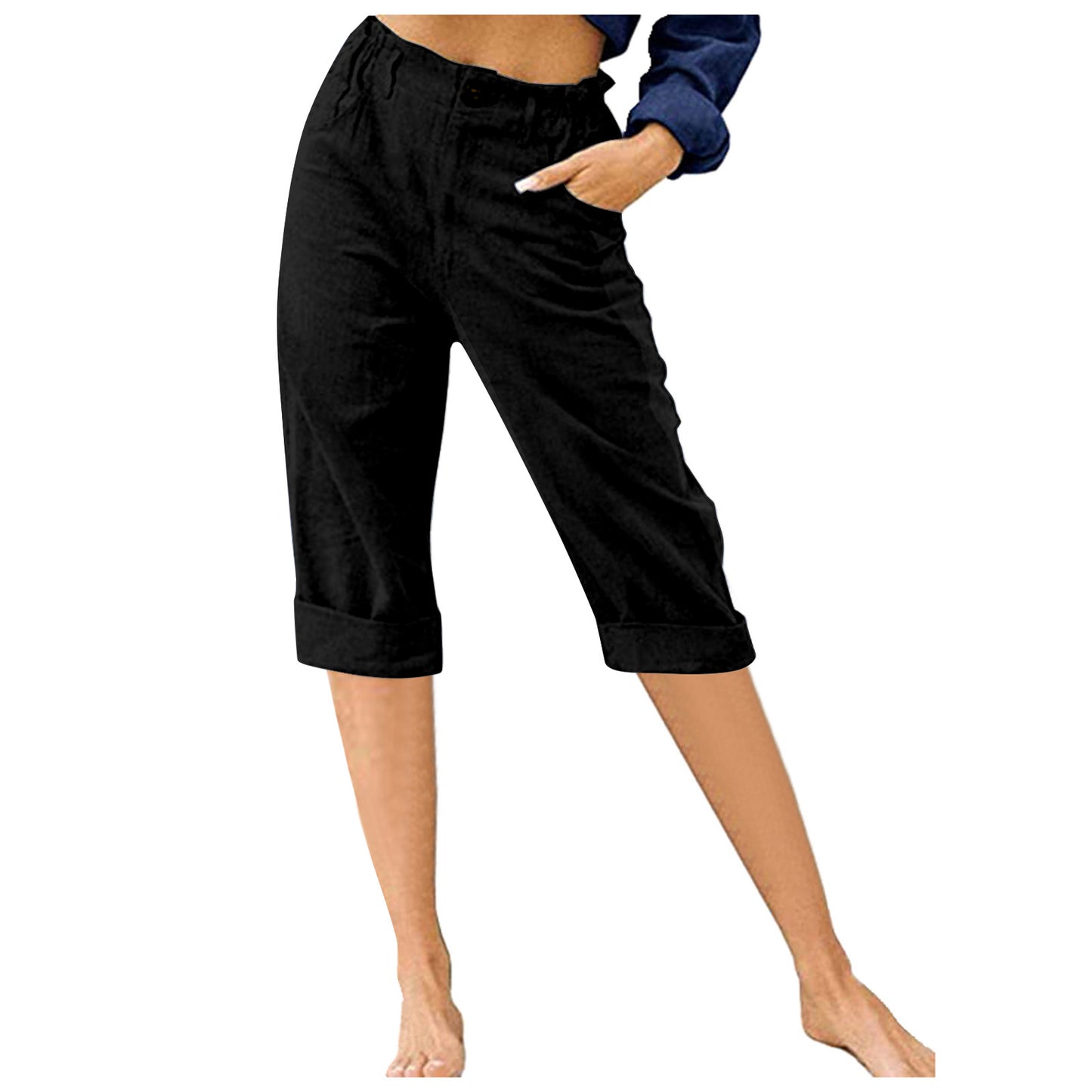 Lockere Hose mit hoher Taille aus Leinen für Damen