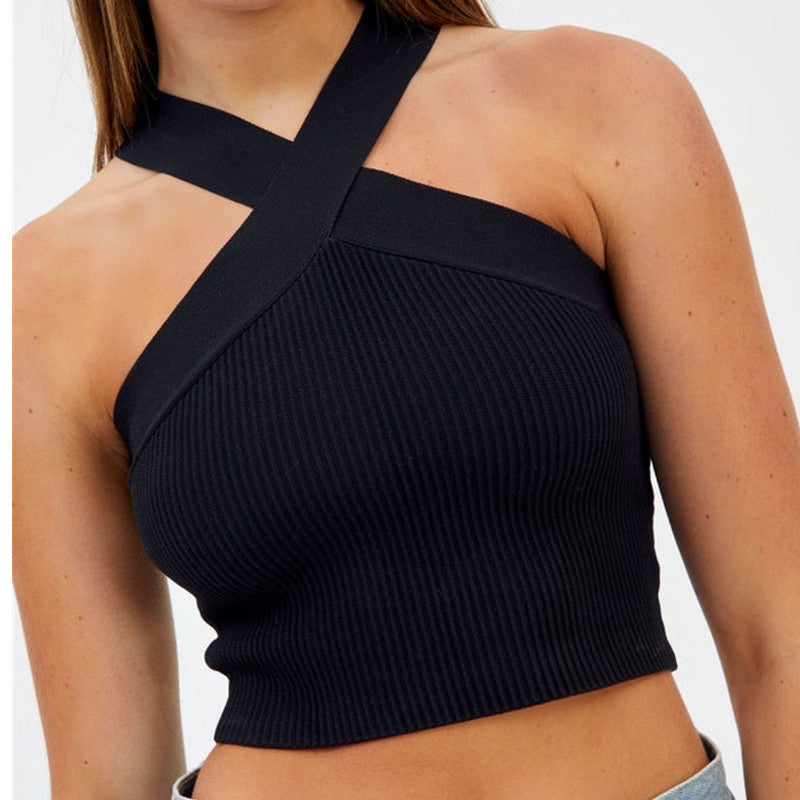 Knitted Camisole Backless Skinny Slimming Bandage Tops