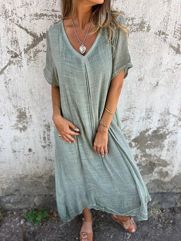 Casual Loose Dress Sleeve Solid Color Dresses