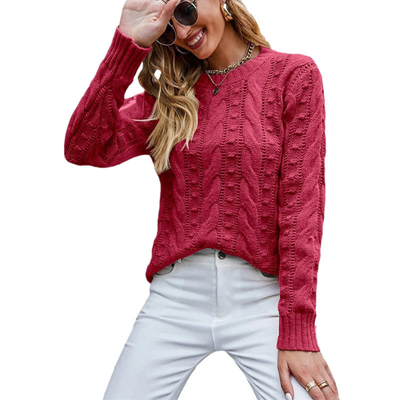 Beautiful Women's Long Sleeve Cable-knit Pullover Sweaters