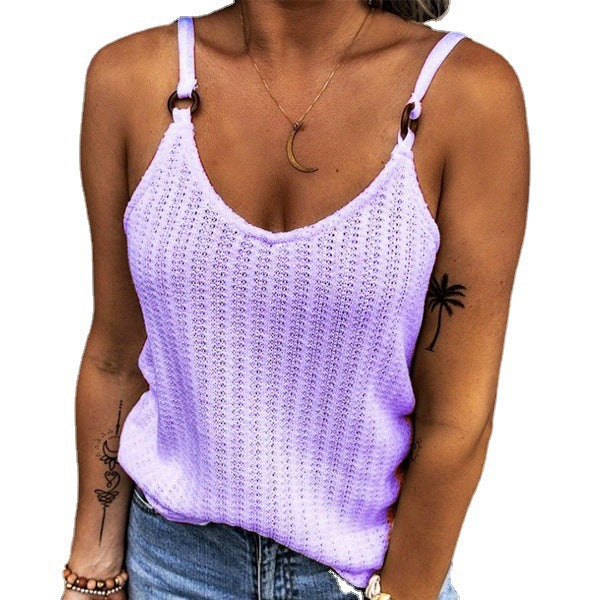 Pretty Retro V-neck Splicing Sling Strap Tops