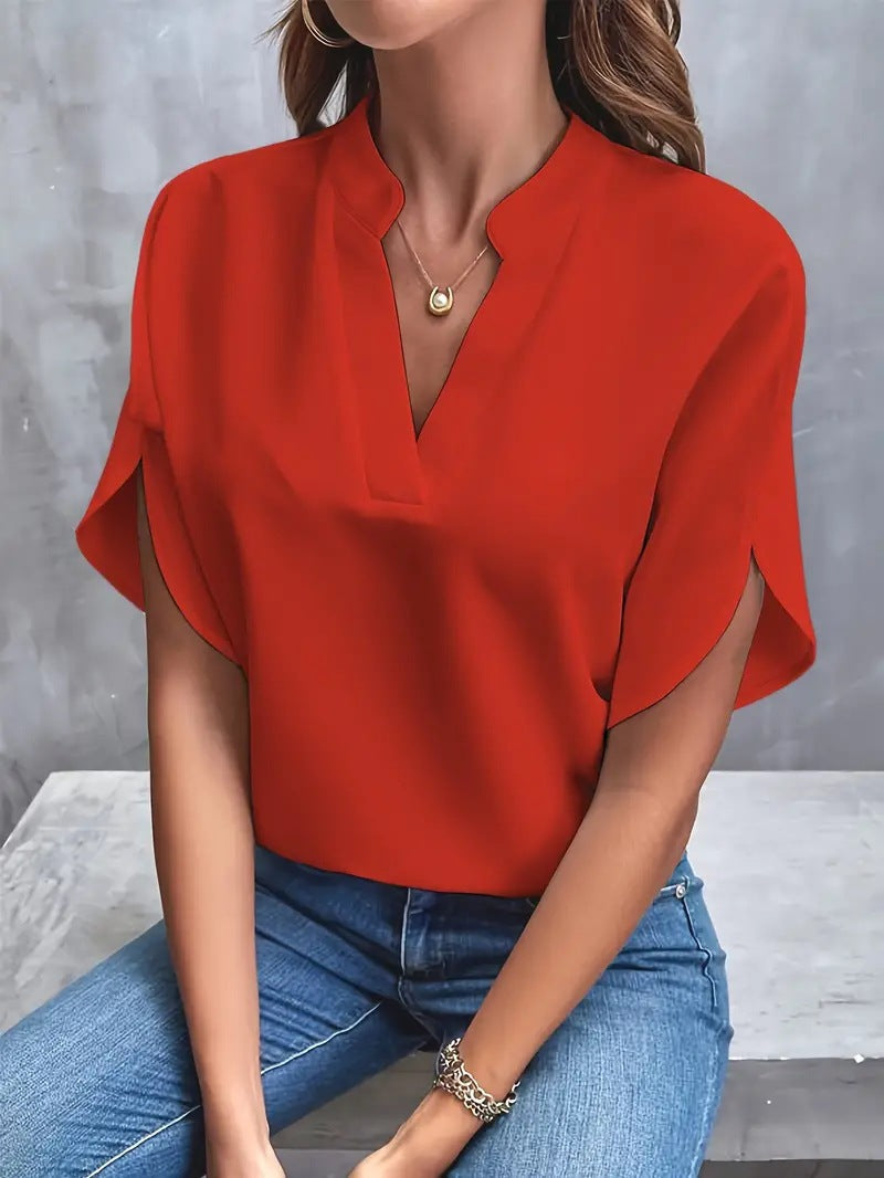 Women's Summer Casual Solid Color Loose Shirt Blouses