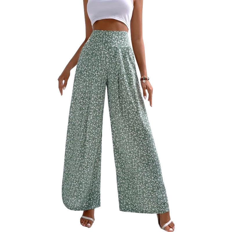 Floral Trousers Loose Printed Waist Tightening Pants