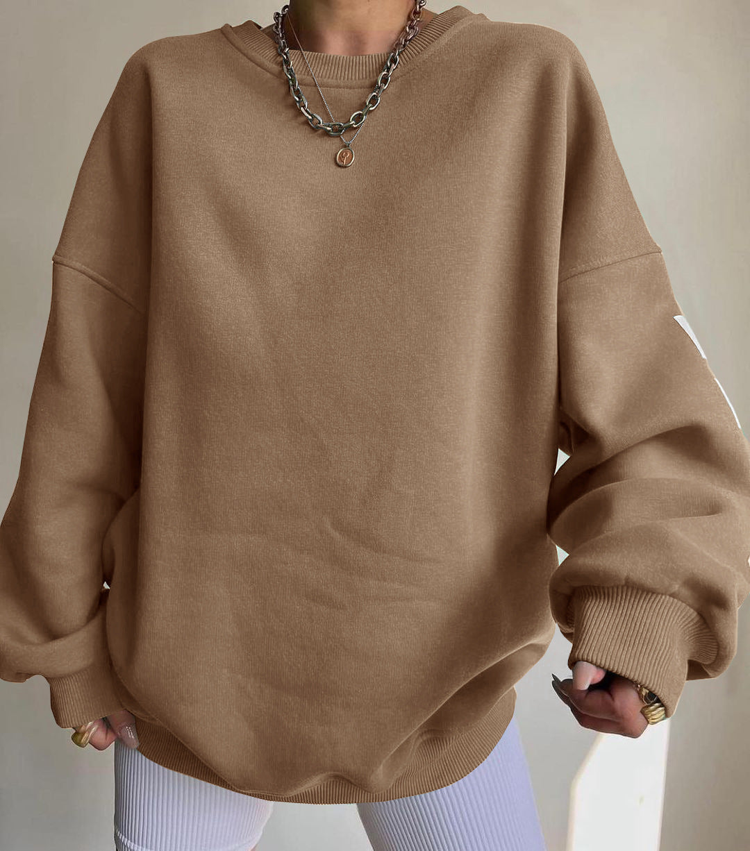 Verdickte Langarmpullover mit lässigem Modedruck für Damen