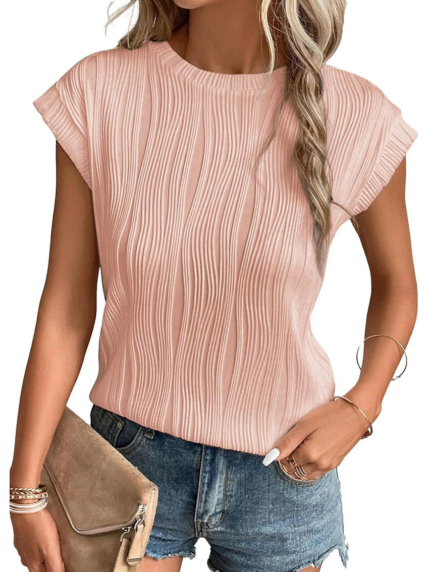 Women's Neck Super Sleeve Solid Color Summer Blouses