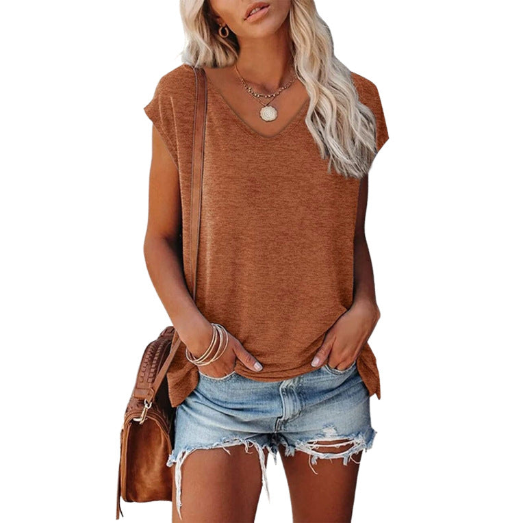 Women's Cover Sleeve Summer Solid Color Casual Blouses