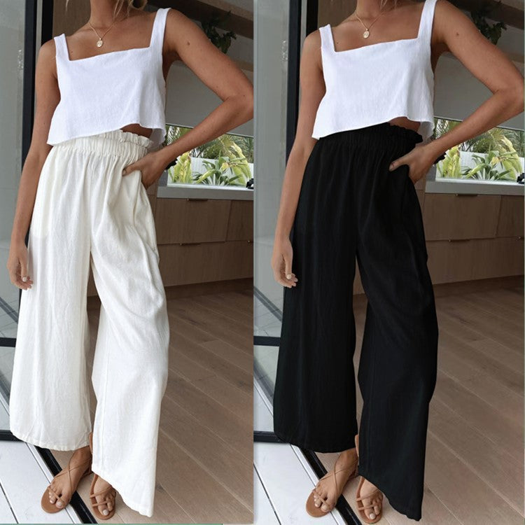 Women's High Waist Wide Leg Loose Mopping Pants