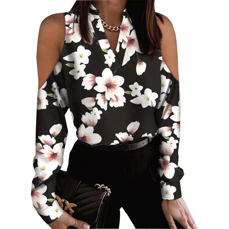 Attractive Classic Long Sleeve Printed Shirt Blouses