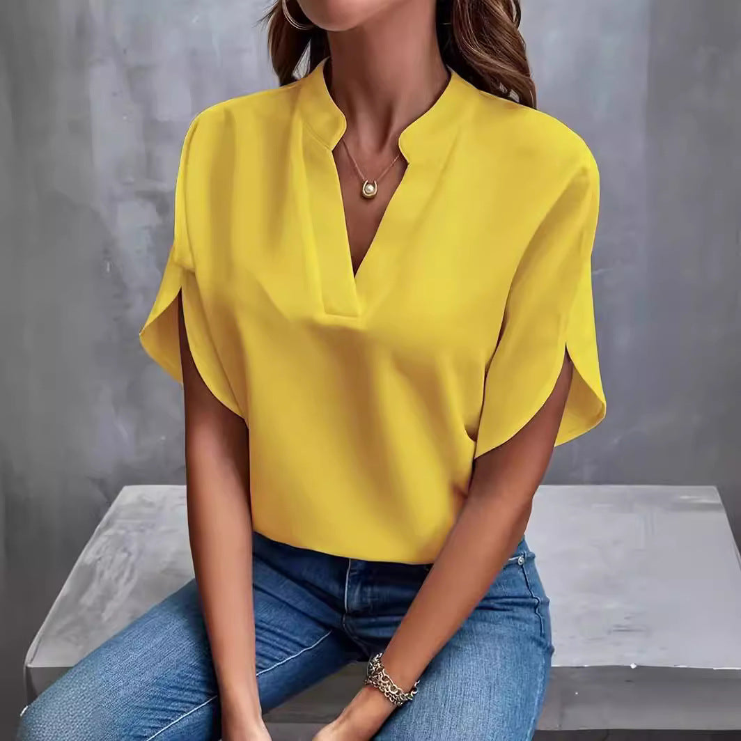 Women's Summer Casual Solid Color Loose Shirt Blouses