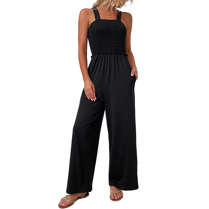 Women's Summer One-piece Wide-leg Black Loose Pants