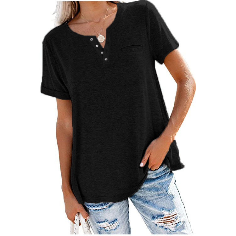 Women's Sleeve Pocket Loose T-shirt For Blouses