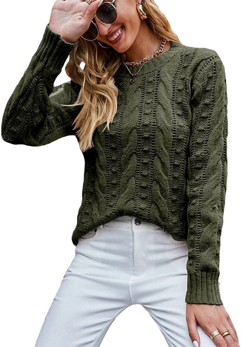 Beautiful Women's Long Sleeve Cable-knit Pullover Sweaters