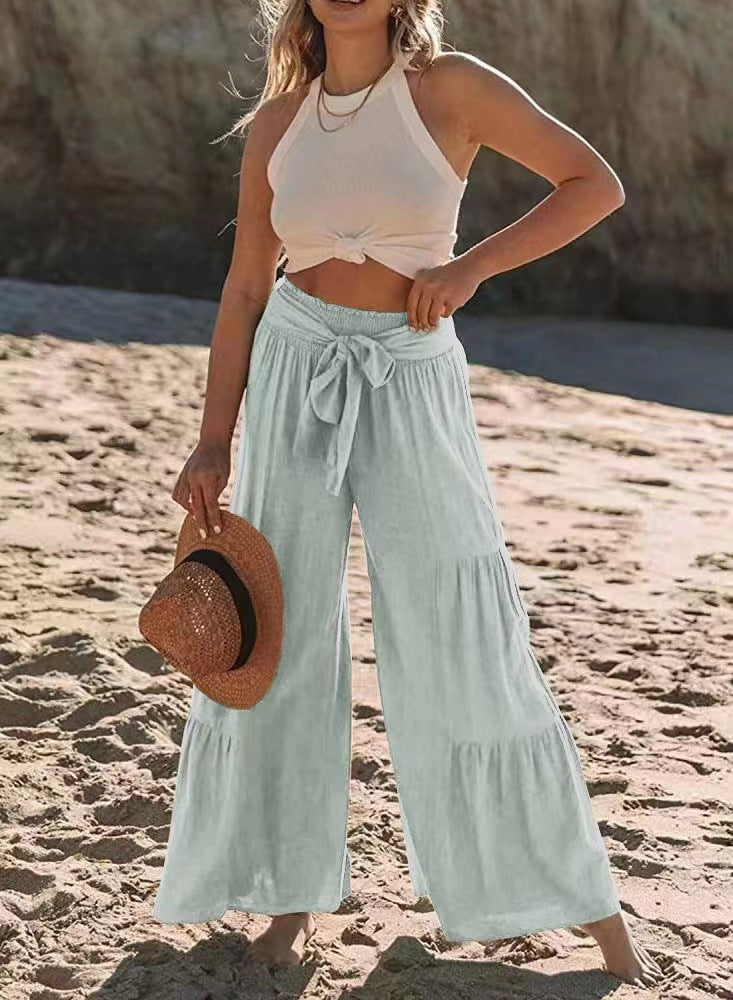 Women's Temperament Stitching High Waist Wide Leg Pants