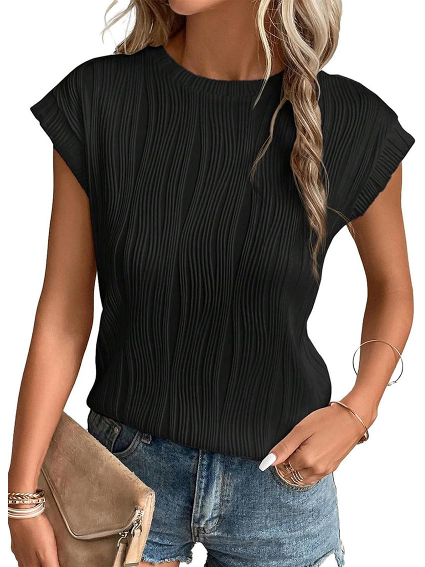 Women's Neck Super Sleeve Solid Color Summer Blouses