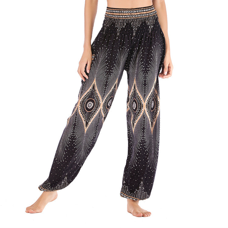 Damen Kunststoff Ethnische Pumphose Yoga Freizeithose