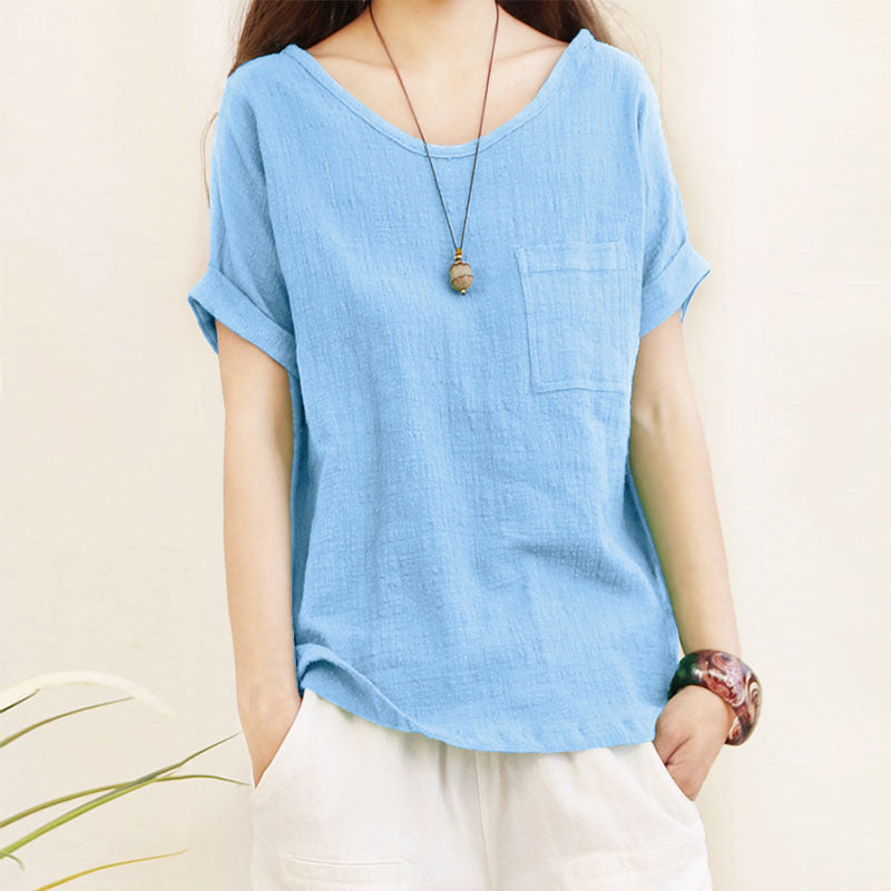 Women's Linen Large Literary Style Loose Simple Clothing