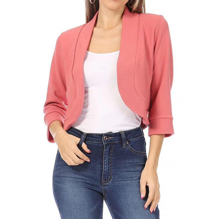 Petits blazers confortables et glamour pour femmes, couleur unie