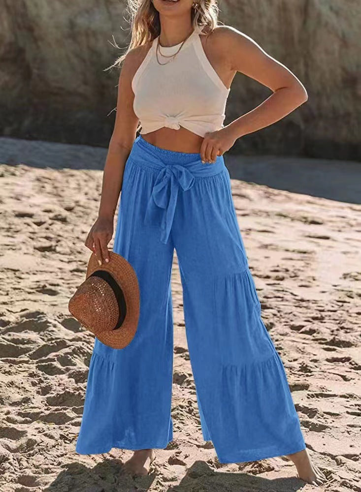 Women's Temperament Stitching High Waist Wide Leg Pants