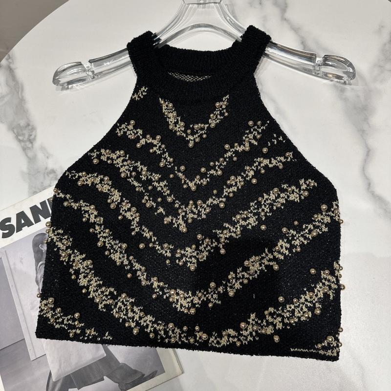 Women's Classic Style Elegant Beaded Halter Design Knitwear