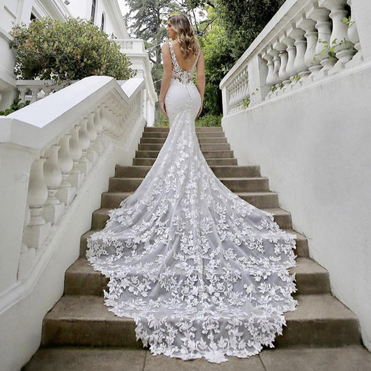 Dress Summer Deep Collar Hollow Fishtail Wedding Dresses