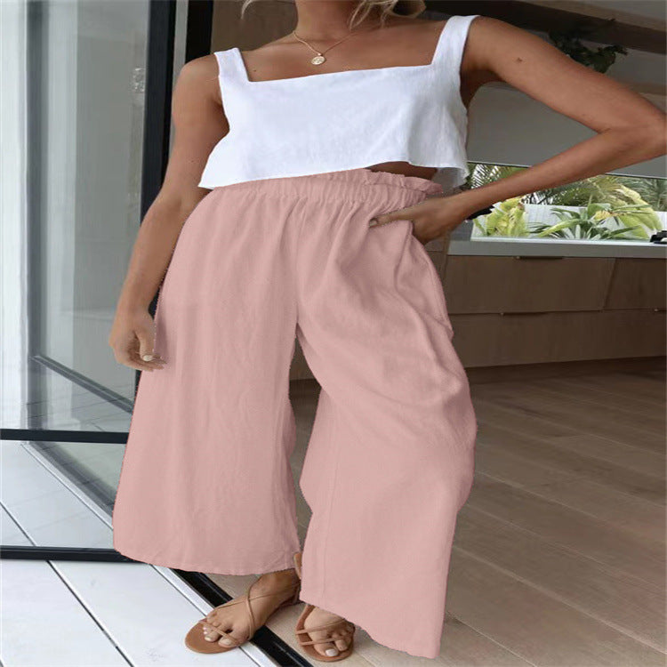 Lockere Wischhose für Damen mit hoher Taille und weitem Bein