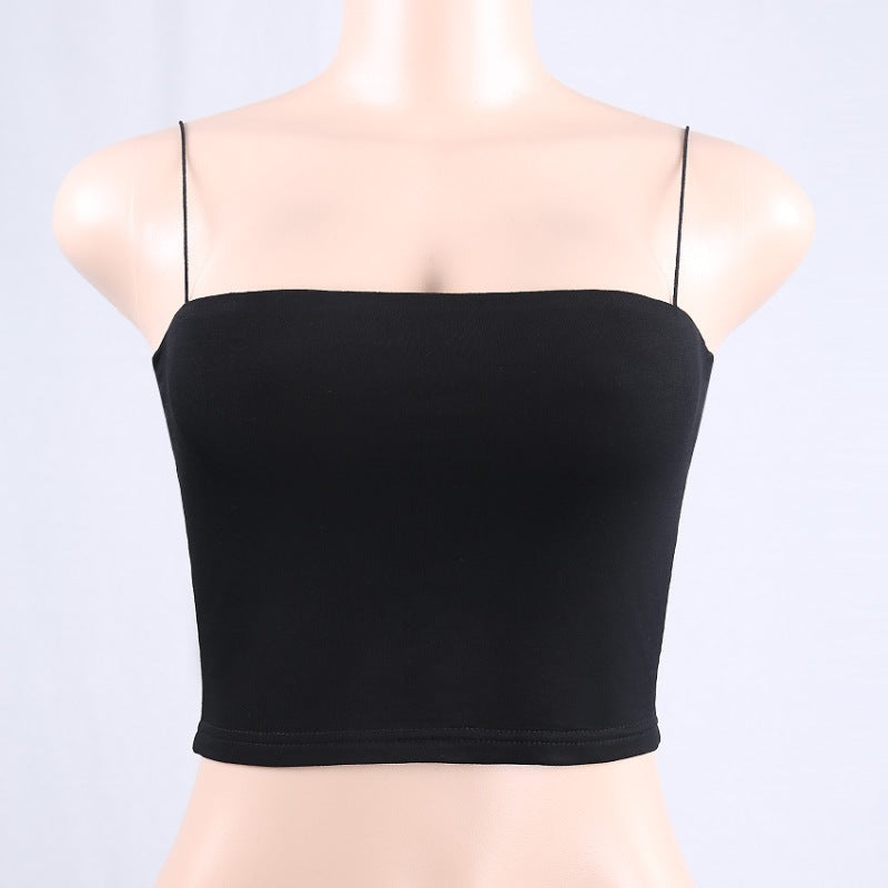 Women's Summer Solid Color Cotton Strap Tube Tops