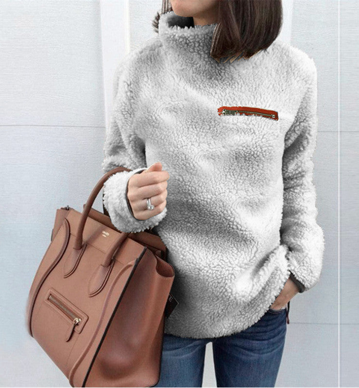 Women's Autumn Fashion Zipper Turtleneck Base Sweaters