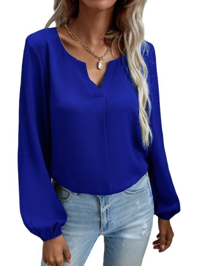 Chiffon Temperament Commute Solid Color Long Sleeve Blouses