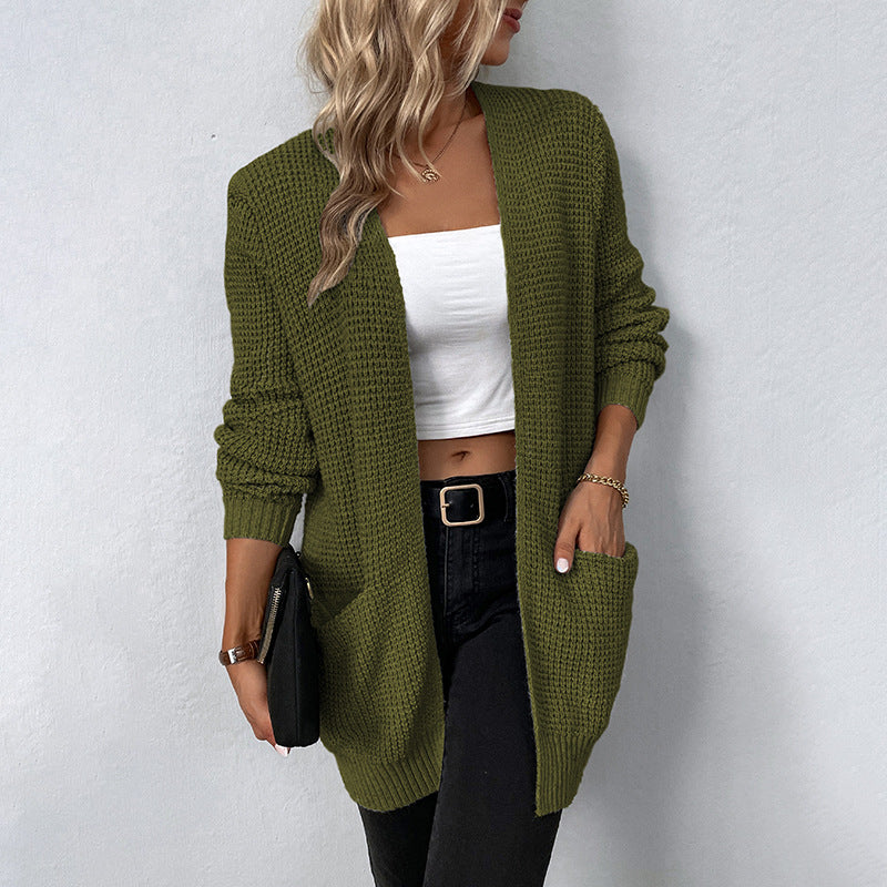 Beautiful Women's Knitted Solid Color Pocket Cardigans