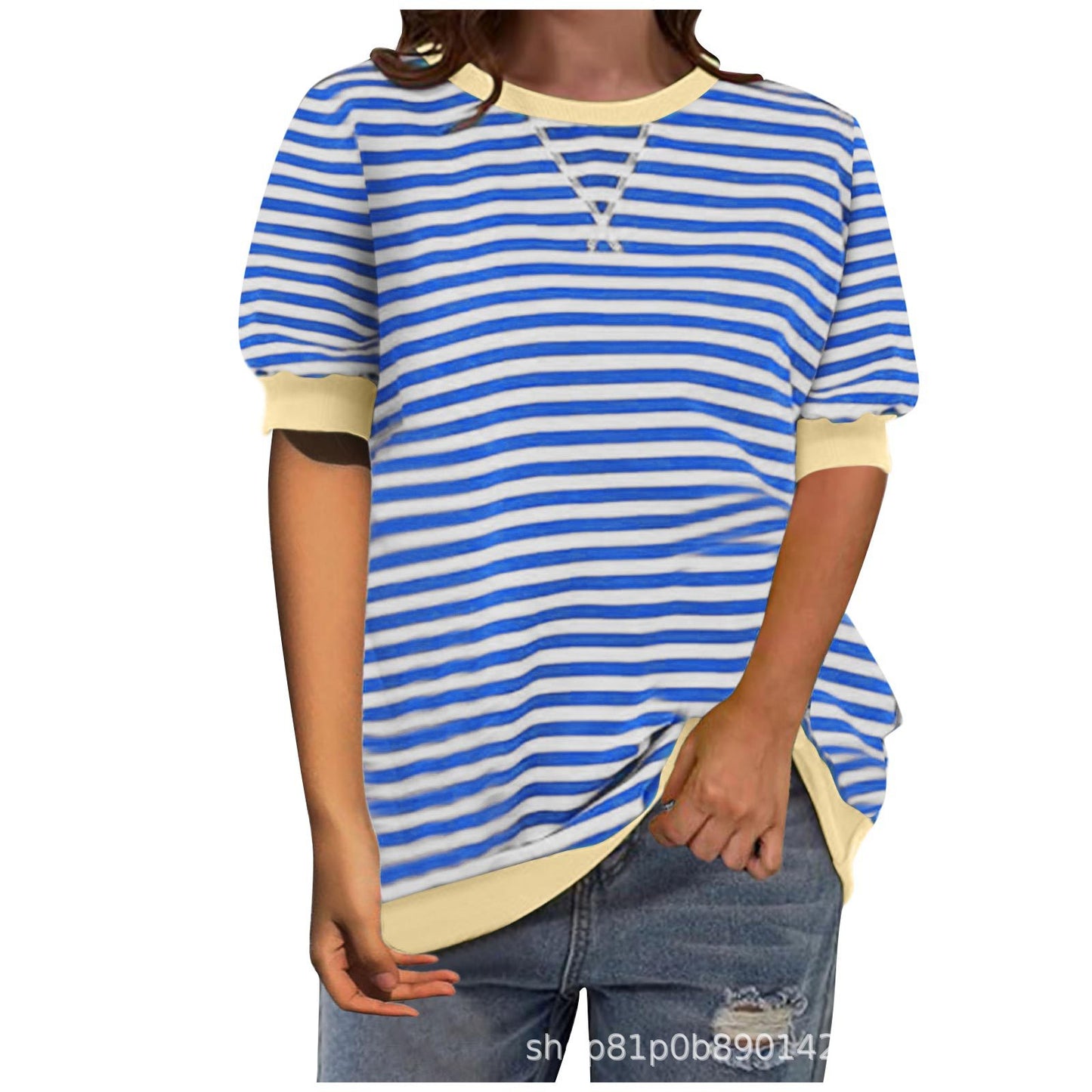 Women's Simple Home Casual Striped Pattern Round Neck Trend Knitwear