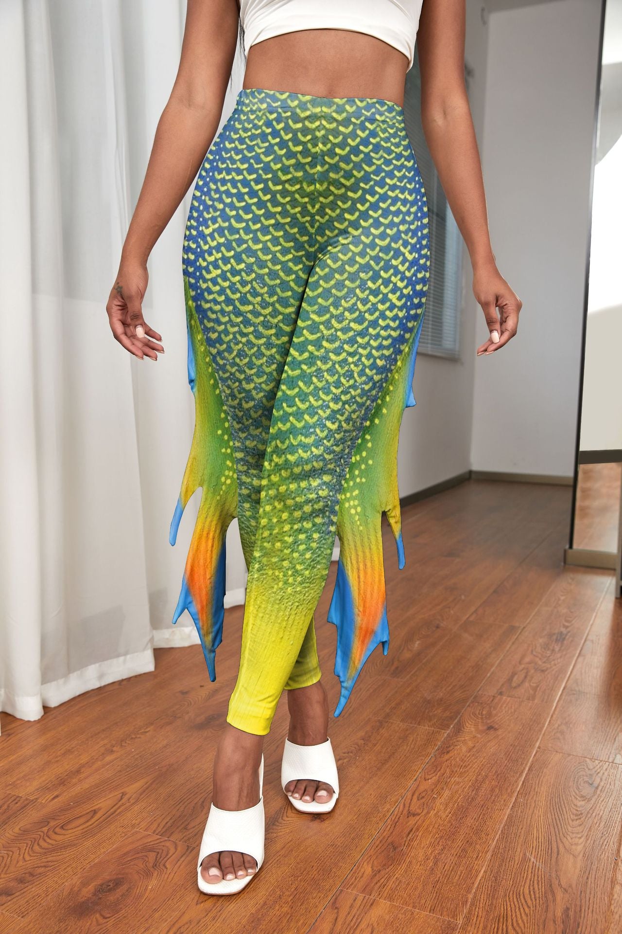 Women's Mermaid Tail Scale Fish Fins Printed Jumpsuits