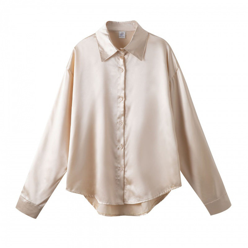 Women's Satin Shirt Minority Retro Style Design Blouses