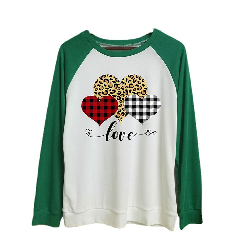 Women's Round Neck Stitching Long Sleeve T-shirt Tops