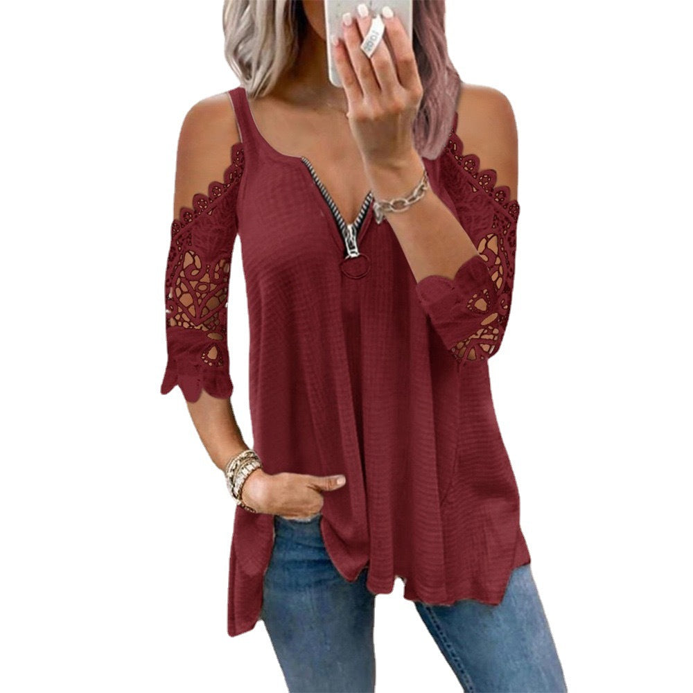 Women's Popular Hollow-out Camisole Lace Sleeve Knitted Vests