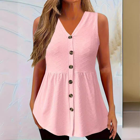 Women's Button Solid Color No Hole Palace Vests